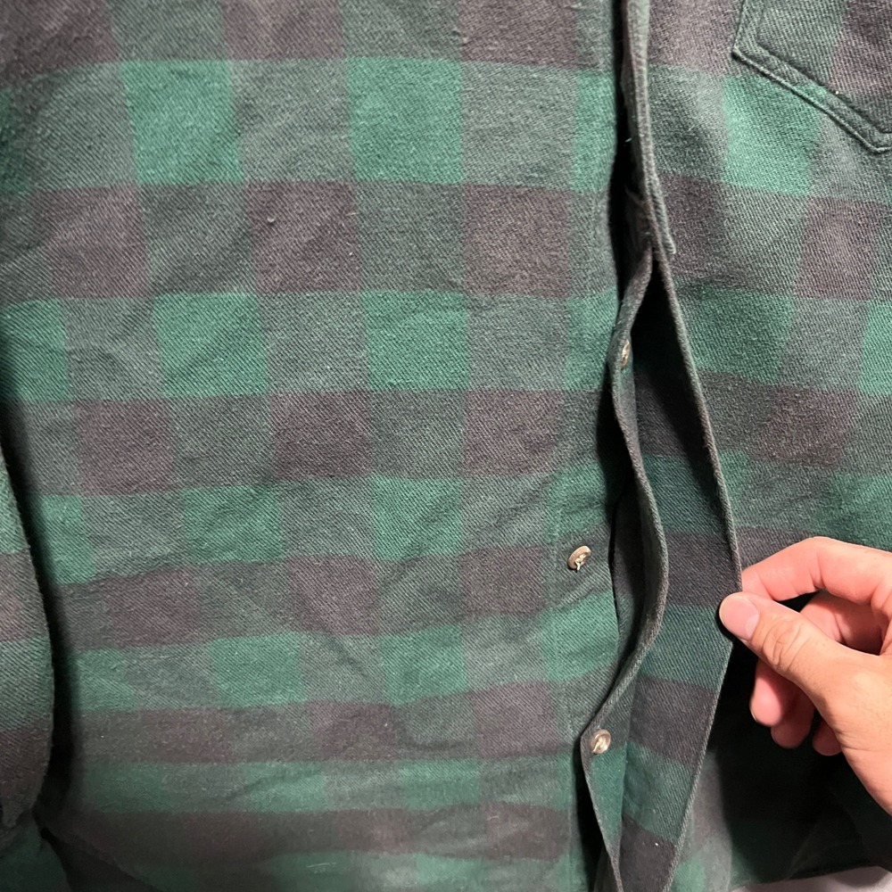 Ralph Lauren Country Mens Green Black Buffalo Plaid Flannel Shirt Size 10 - Picture 4 of 8